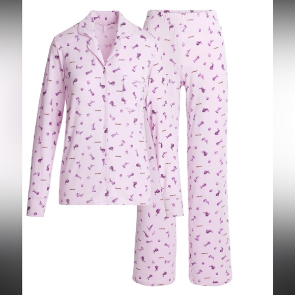 SKIMS NWT Purple Cotton Bunny Pajama Set - Picture 1 of 5